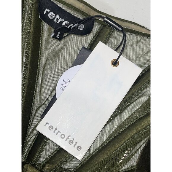 Retrofete Ludlow Dress in Army Green Large New Womens Crystal Mini Cocktail - Picture 9 of 12